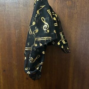 Black Scarf with Gold Musical Note Print